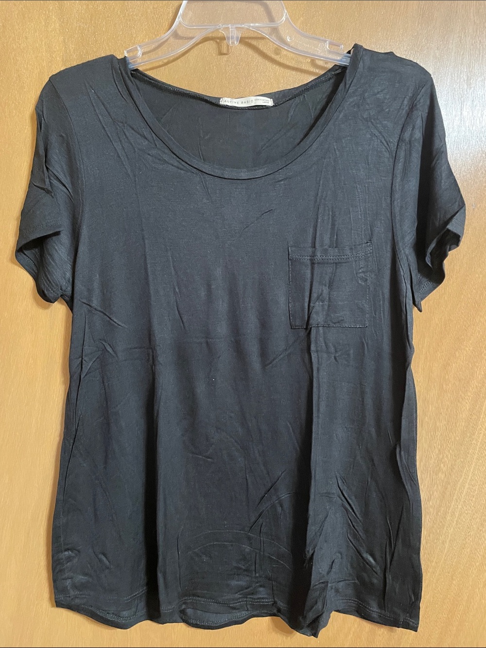 Active Basic Black Short Sleeve Pocket Tee
